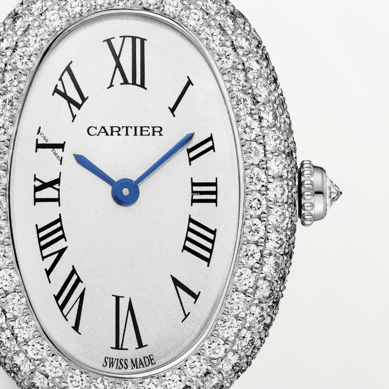 Cartier,Baignoire 31.40x23.10mm,31.40x23.10mm,White Gold,Silver,Quartz,Sapphire,Crystal Glass,Oval,WJBA0020