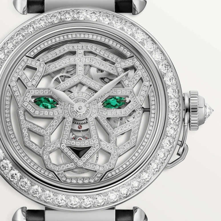 Cartier,Panthère Jewelry Watches 41mm,41mm,White Gold,Silver,Skeleton,Handwound,72hours,In-house Caliber,HPI01358