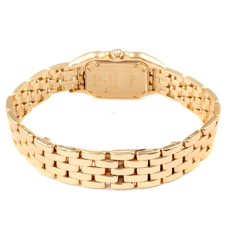Cartier,Panthère de Cartier 22mm,22mm,Yellow Gold,Silver,Quartz,Sapphire,Crystal Glass,Square,WF3070B9