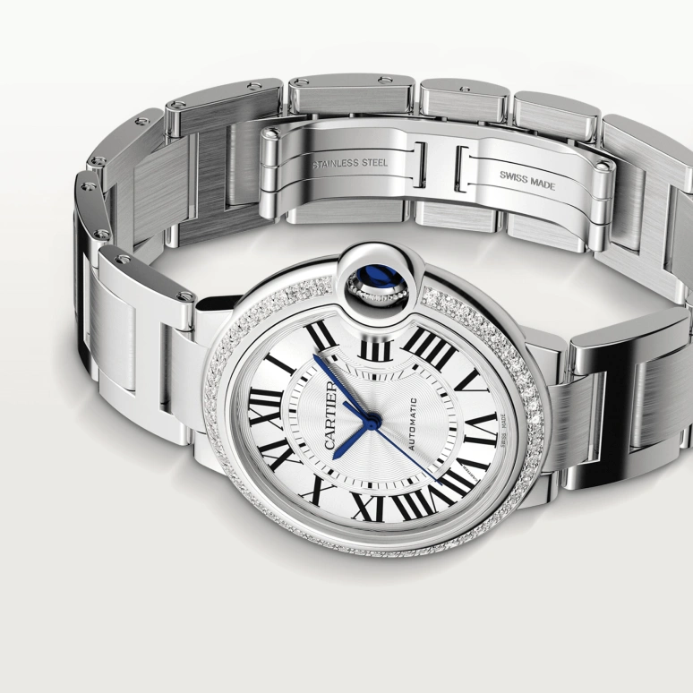 Cartier,Ballon Bleu de Cartier 36mm,36mm,Stainless Steel,Silver,Automatic,Sapphire,Crystal Glass,Round,W4BB0024