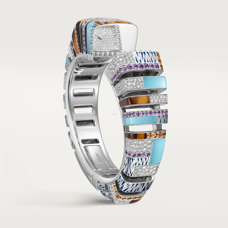 Cartier,Reflection de Cartier 18.40x17.50mm,18.40x17.50mm,White Gold,Silver,Quartz,Sapphire,Crystal Glass,Square,WJMC0003