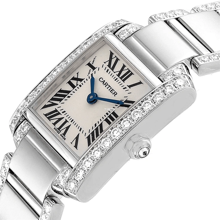 Cartier,Tank 21x25mm,21x25mm,White Gold,Silver,Quartz,In-house Caliber,Sapphire,Crystal Glass,WE1002SF