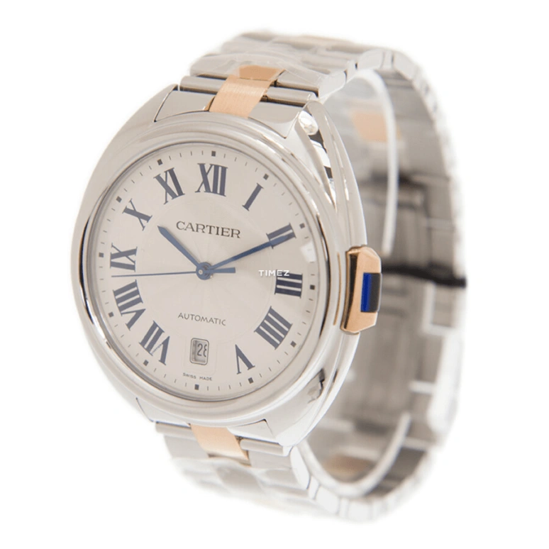 Cartier,Clé de Cartier 40mm,40mm,Stainless Steel,White,Automatic,Day,Sapphire,Crystal Glass,W2CL0010