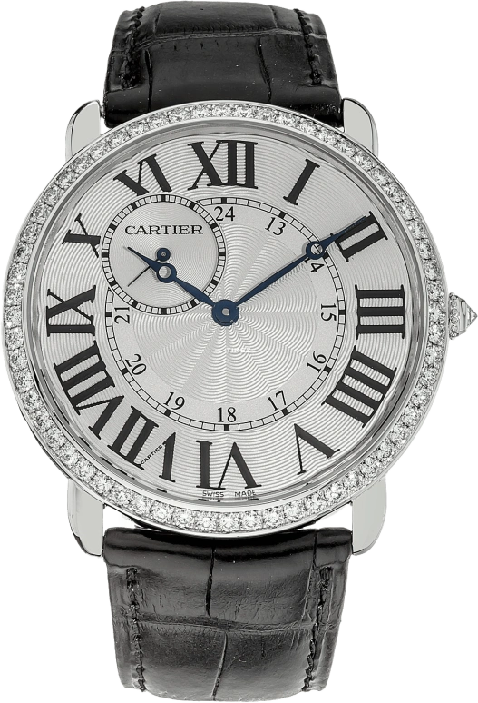 Cartier,Ronde de Cartier 42mm,42mm,White Gold,Silver,Handwound,In-house Caliber,Sapphire,Crystal Glass,WR007002