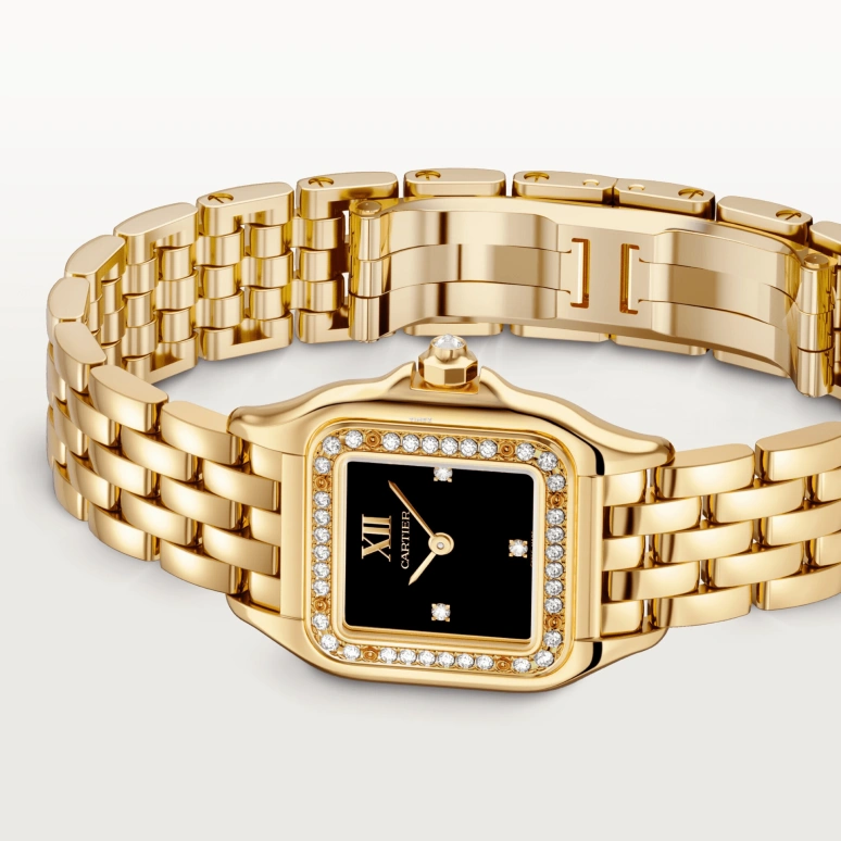 Cartier,Panthère de Cartier 30.30x22mm,30.30x22mm,Yellow Gold,Black,Quartz,Glass,Square,WJPN0089