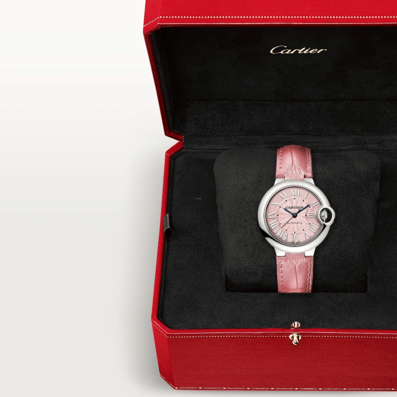 Cartier,Ballon Bleu de Cartier 33mm,33mm,Stainless Steel,Pink,Automatic,Sapphire,Crystal Glass,Round,WSBB0031