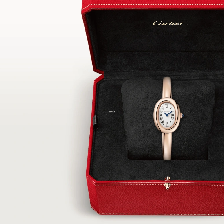 Cartier,Baignoire 24.60x18.70mm,24.60x18.70mm,Rose Gold,Silver,Quartz,Sapphire,Crystal Glass,Oval,WGBA0036