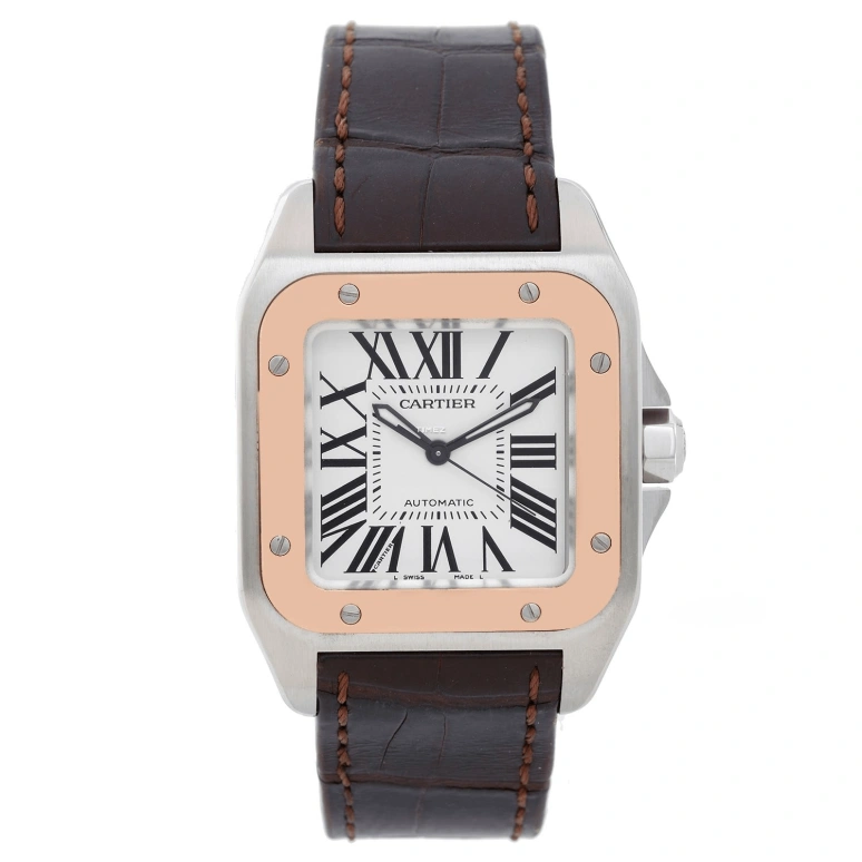 Cartier,Santos de Cartier 44.20x35.60mm,44.20x35.60mm,Stainless Steel,Luminous,Black,Silver White,Automatic,In-house Caliber,Sapphire,Crystal Glass,W20107X7