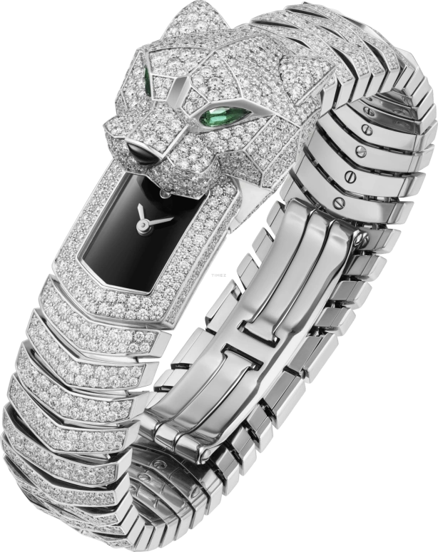 Cartier,Panthère de Cartier 38.20mm,38.20mm,White Gold,Black,Quartz,Sapphire,Crystal Glass,Other,HPI01540