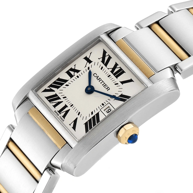 Cartier,Tank 30.40x25.05mm,30.40x25.05mm,Stainless Steel,Yellow Gold,Silver,Quartz,Day,In-house Caliber,W51012Q4