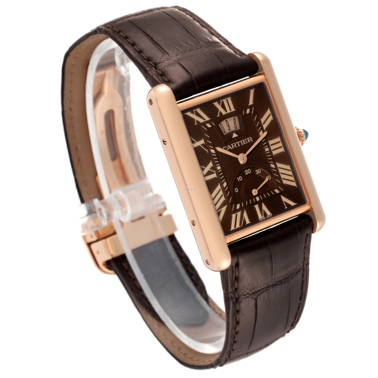 Cartier,Tank 30x40mm,30x40mm,Rose Gold,Coffee,Handwound,Day,Power Reserve Indicator,W1560002