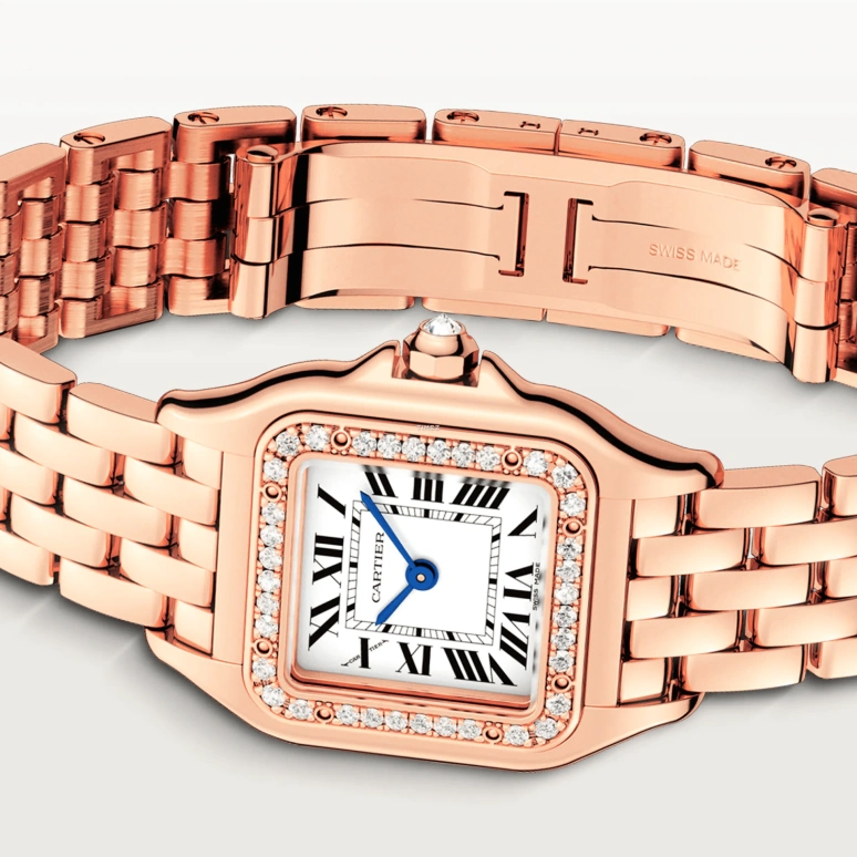 Cartier,Panthère de Cartier 22x30mm,22x30mm,Rose Gold,White,Quartz,Sapphire,Crystal Glass,Square,WJPN0071