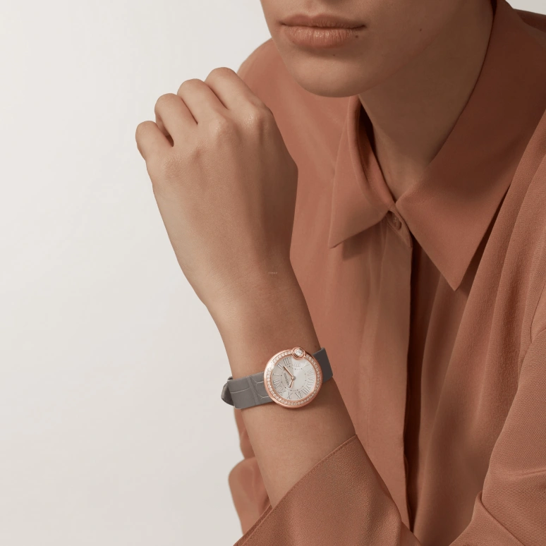 Cartier,Ballon Blanc de Cartier 30mm,30mm,Rose Gold,Silver,Quartz,Sapphire,Crystal Glass,Round,WJBL0008