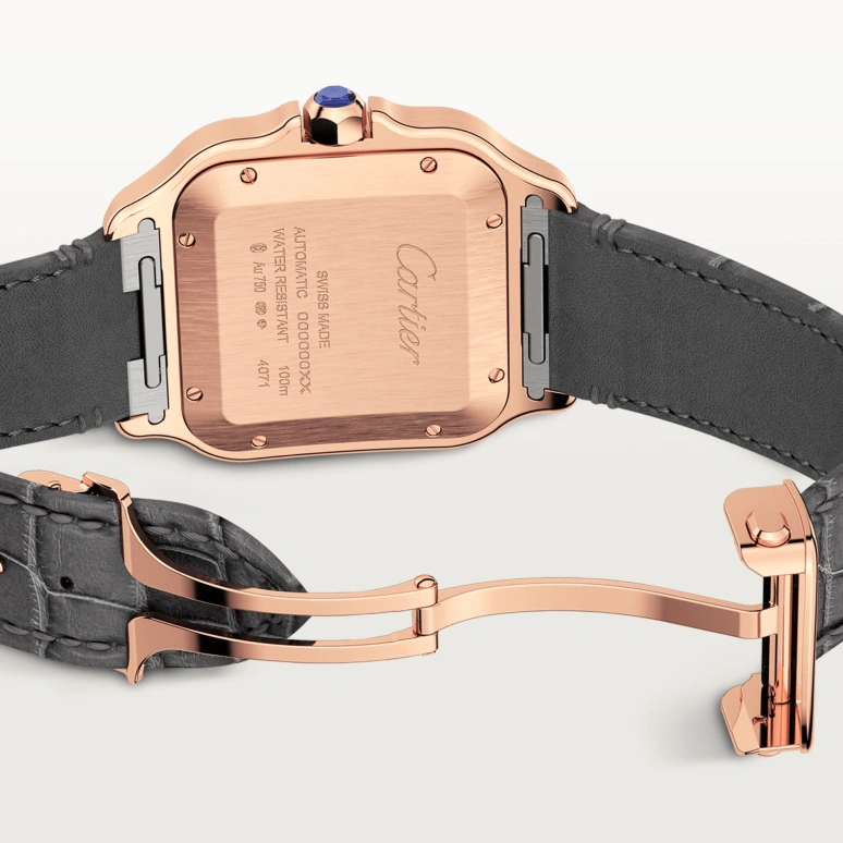 Cartier,Santos de Cartier 39.80x47.50mm,39.80x47.50mm,Rose Gold,Silver,Automatic,Day,42hours,WGSA0019