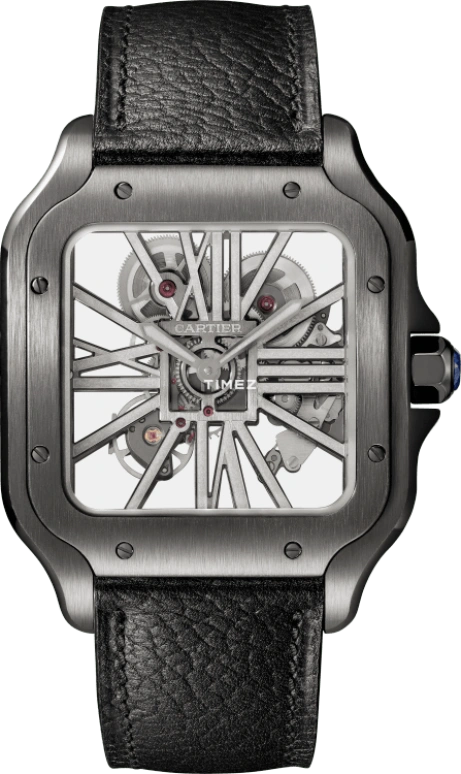 Cartier,Santos de Cartier 39.70mm,39.70mm,Stainless Steel,Silver,Grey,Handwound,72hours,In-house Caliber,WHSA0023