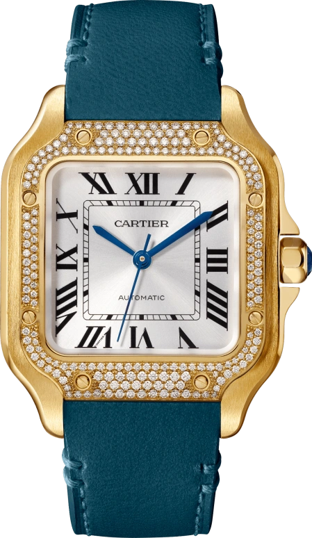 Cartier,Santos de Cartier 35.10x41.90mm,35.10x41.90mm,Yellow Gold,Silver,Automatic,42hours,In-house Caliber,WJSA0020