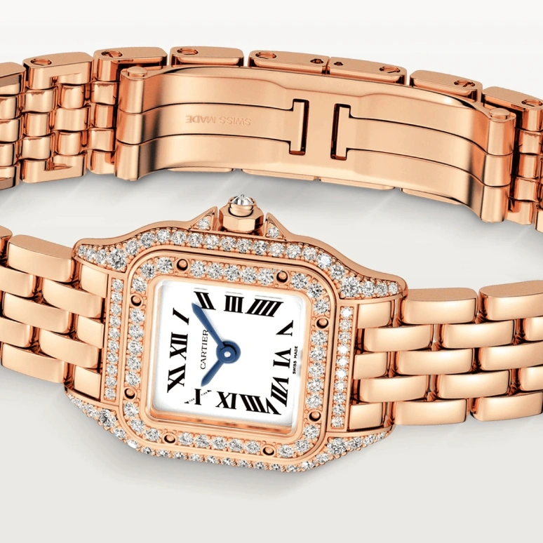 Cartier,Panthère de Cartier 25x20mm,25x20mm,Rose Gold,Silver,Quartz,Sapphire,Square,WJPN0068