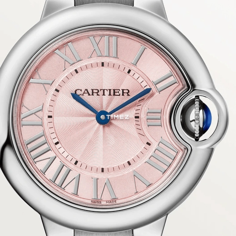 Cartier,Ballon Bleu de Cartier 33mm,33mm,Stainless Steel,Pink,Quartz,Sapphire,Crystal Glass,Round,WSBB0033
