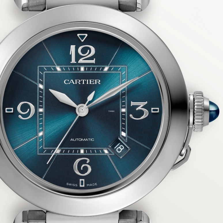 Cartier,Pasha de Cartier 41mm,41mm,Stainless Steel,Blue,Automatic,Day,42hours,WSPA0038