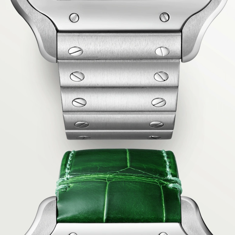 Cartier,Santos de Cartier 39.80mm,39.80mm,Stainless Steel,Gradient,Green,Automatic,Day,Sapphire,Crystal Glass,WSSA0062