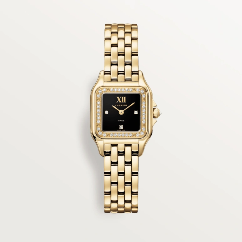 Cartier,Panthère de Cartier 30.30x22mm,30.30x22mm,Yellow Gold,Black,Quartz,Square,Gold,WJPN0073