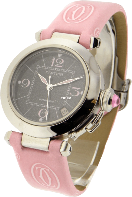 Cartier,Pasha de Cartier 35mm,35mm,Stainless Steel,Black,Automatic,Day,Sapphire,Crystal Glass,W3109599