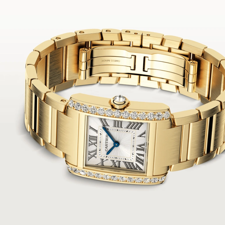 Cartier,Tank 32x27mm,32x27mm,Yellow Gold,Gold,Quartz,Sapphire,Crystal Glass,Square,WJTA0061