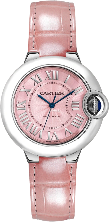 Cartier,Ballon Bleu de Cartier 33mm,33mm,Stainless Steel,Pink,Automatic,Sapphire,Crystal Glass,Round,WSBB0002