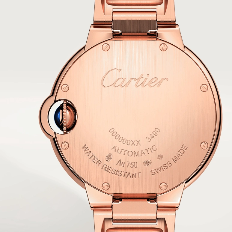 Cartier,Ballon Bleu de Cartier 33mm,33mm,Rose Gold,Silver,Automatic,Sapphire,Crystal Glass,Round,WJBB0063