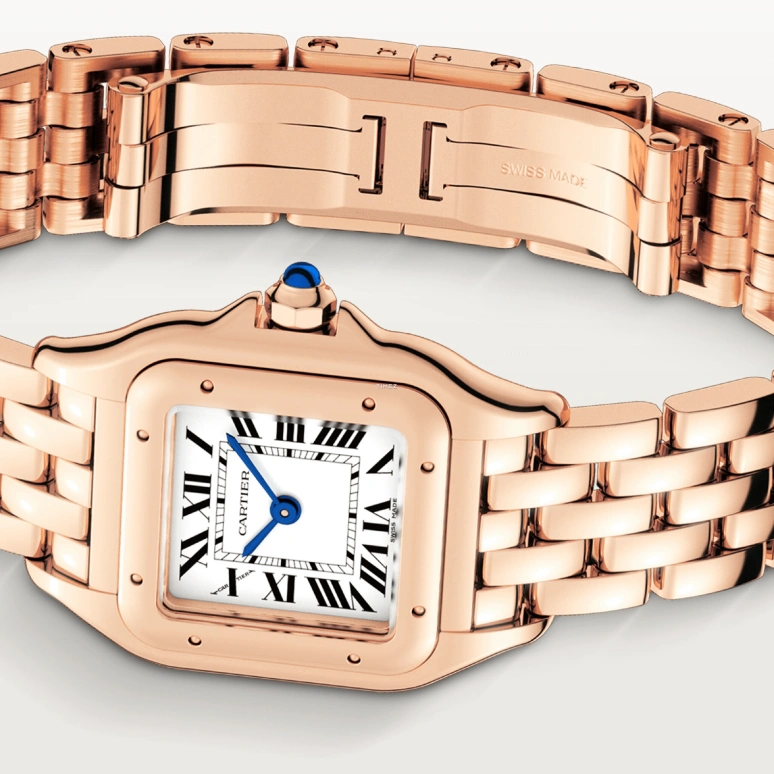 Cartier,Panthère de Cartier 23x30mm,23x30mm,Rose Gold,Silver,Quartz,Sapphire,Crystal Glass,Square,WGPN0049