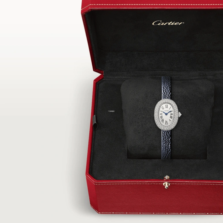 Cartier,Baignoire 24.60x18.70mm,24.60x18.70mm,White Gold,Silver,Quartz,Sapphire,Crystal Glass,Oval,WJBA0036
