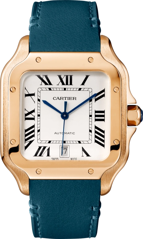 Cartier,Santos de Cartier 39.80x47.50mm,39.80x47.50mm,Rose Gold,Silver,Automatic,Day,42hours,WGSA0037