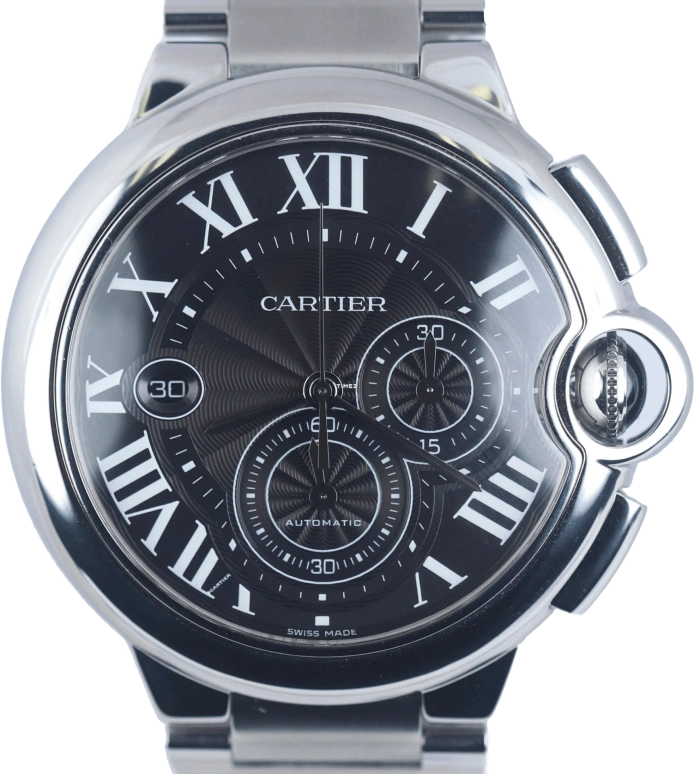 Cartier,Ballon Bleu de Cartier 44mm,44mm,Stainless Steel,Black,Automatic,Chronograph,Day,W6920077