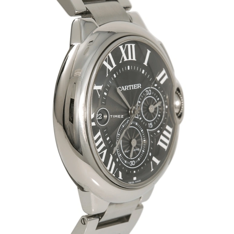 Cartier,Ballon Bleu de Cartier 44mm,44mm,Stainless Steel,Black,Automatic,Chronograph,Day,W6920077