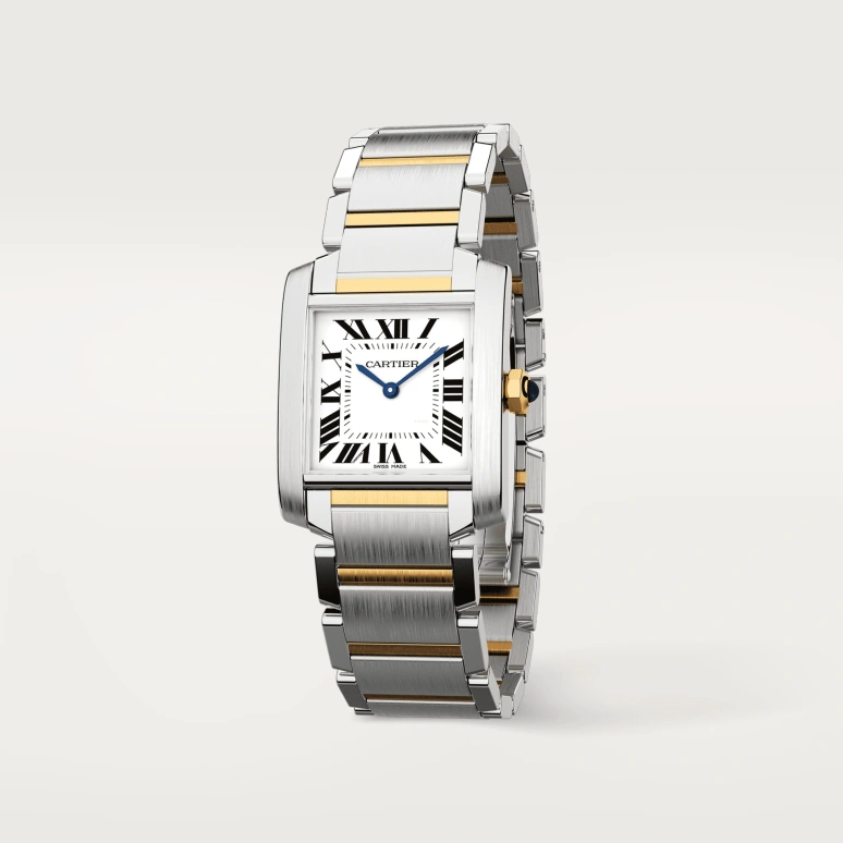 Cartier,Tank 30x25mm,30x25mm,Stainless Steel,Yellow Gold,Silver,Quartz,In-house Caliber,Sapphire,Crystal Glass,W2TA0003