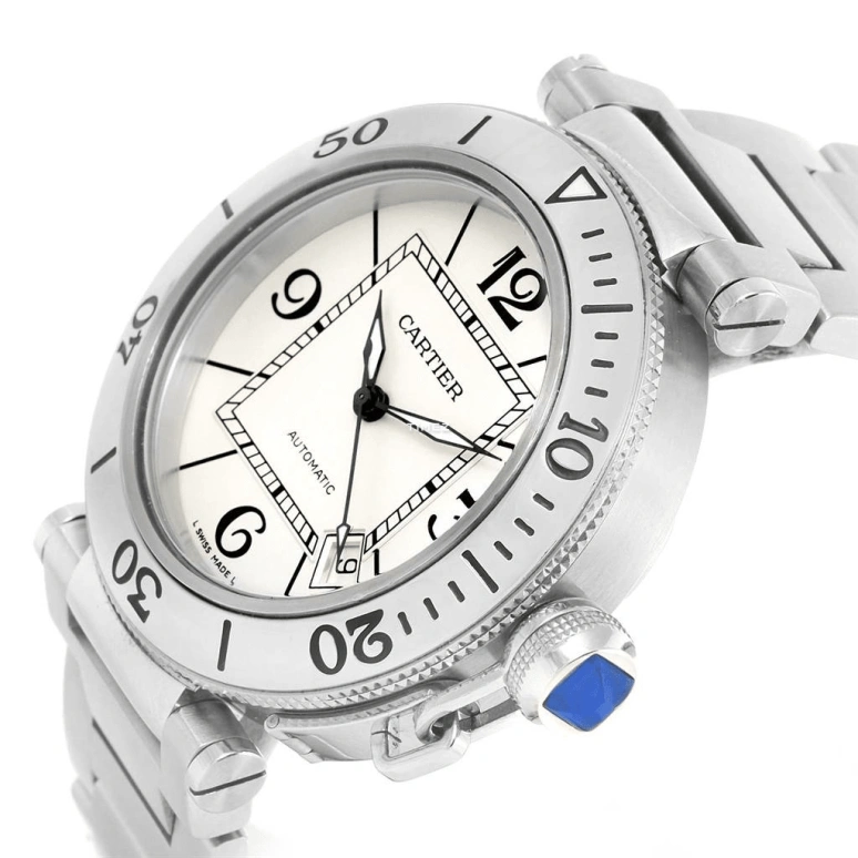 Cartier,Pasha de Cartier 40.50mm,40.50mm,Stainless Steel,Silver,Automatic,Day,42hours,W31080M7
