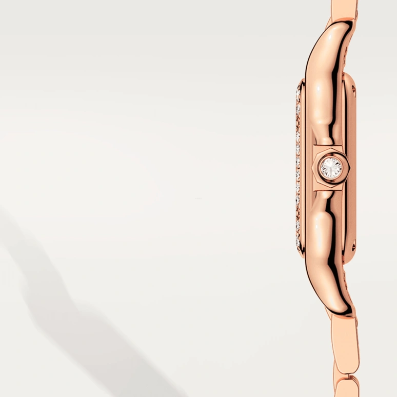 Cartier,Panthère de Cartier 22x30mm,22x30mm,Rose Gold,Silver,Quartz,Sapphire,Crystal Glass,Square,WJPN0008