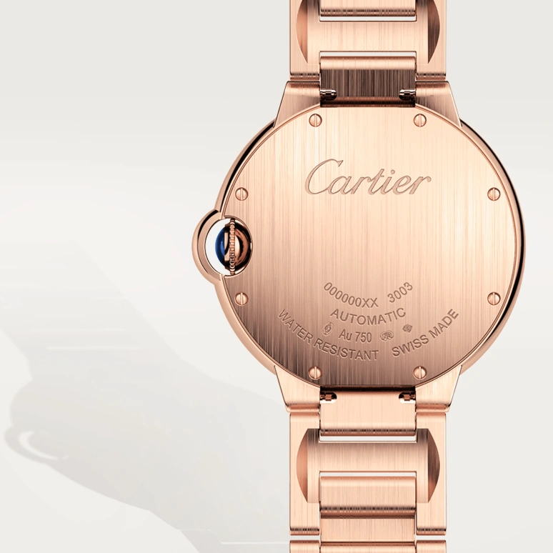 Cartier,Ballon Bleu de Cartier 36mm,36mm,Rose Gold,Silver,Automatic,Sapphire,Crystal Glass,Round,WGBB0043