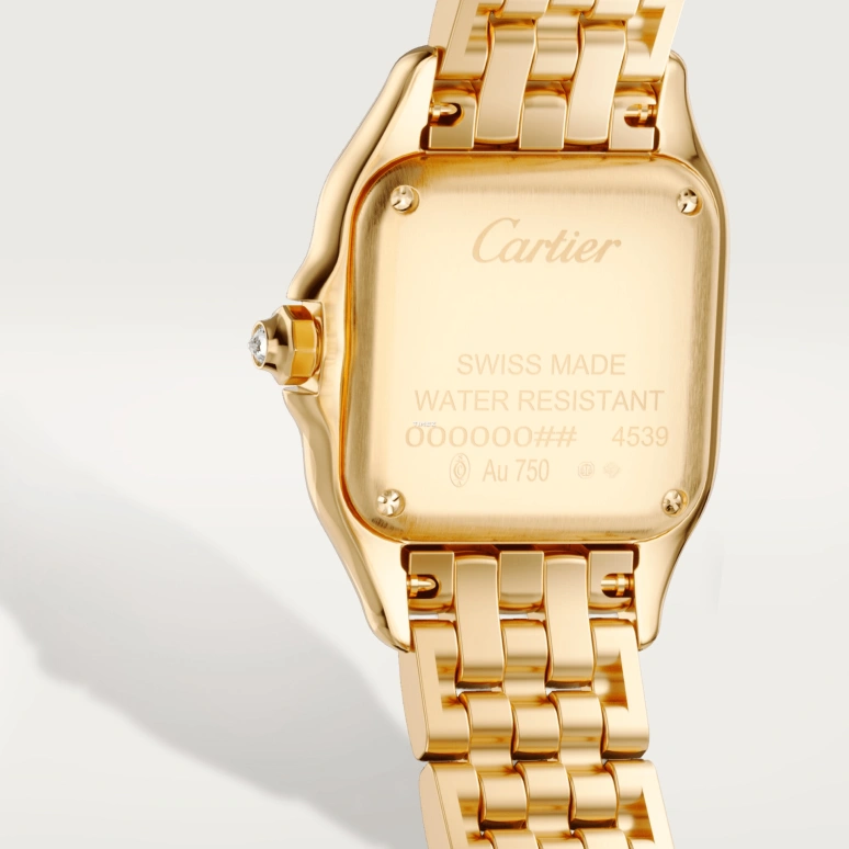 Cartier,Panthère de Cartier 30.30x22mm,30.30x22mm,Yellow Gold,Silver,Quartz,Sapphire,Crystal Glass,Square,WJPN0080