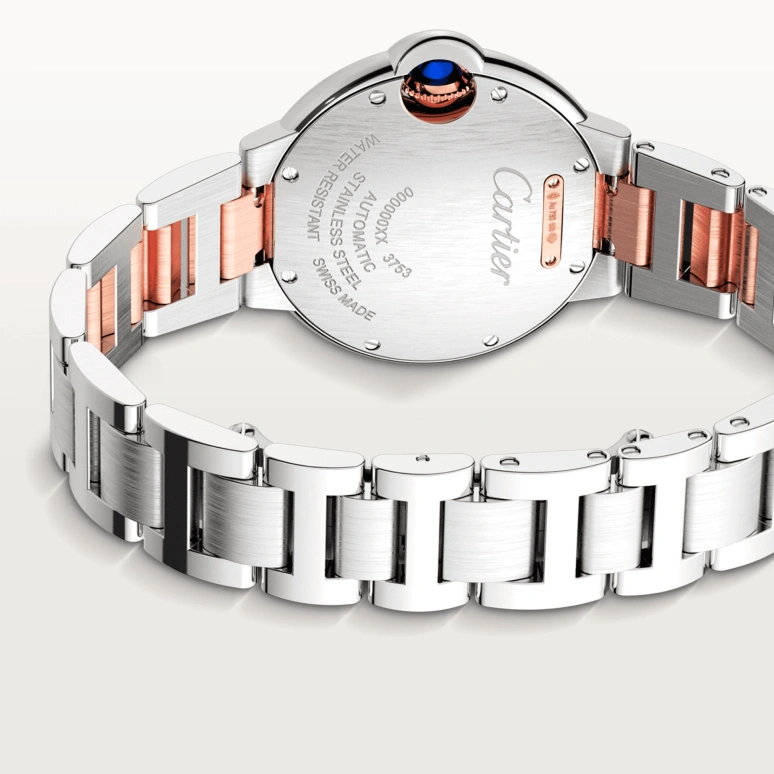 Cartier,Ballon Bleu de Cartier 33mm,33mm,Stainless Steel,Rose Gold,Silver,Automatic,Sapphire,Crystal Glass,Round,W2BB0032