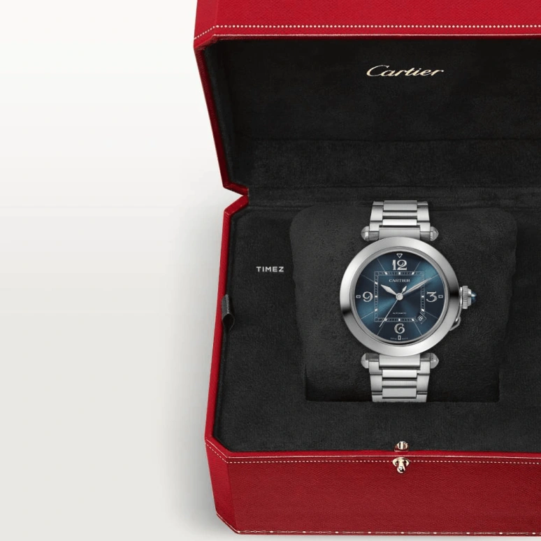 Cartier,Pasha de Cartier 41mm,41mm,Stainless Steel,Blue,Automatic,Day,42hours,WSPA0038