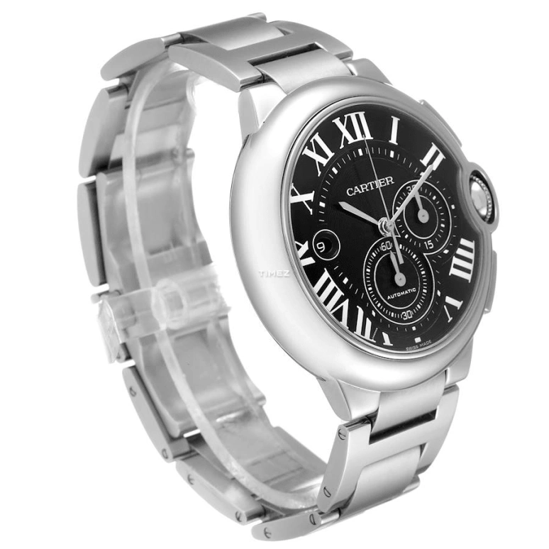 Cartier,Ballon Bleu de Cartier 44mm,44mm,Stainless Steel,Black,Automatic,Chronograph,Day,W6920077