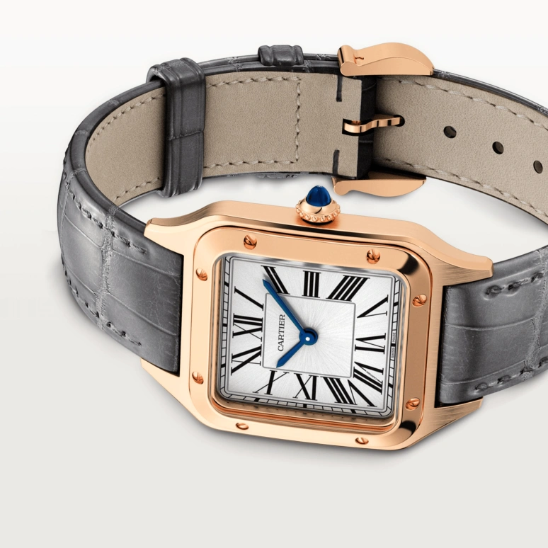 Cartier,Santos de Cartier 38x27.50mm,38x27.50mm,Rose Gold,Silver,Quartz,Sapphire,Crystal Glass,Square,WGSA0022