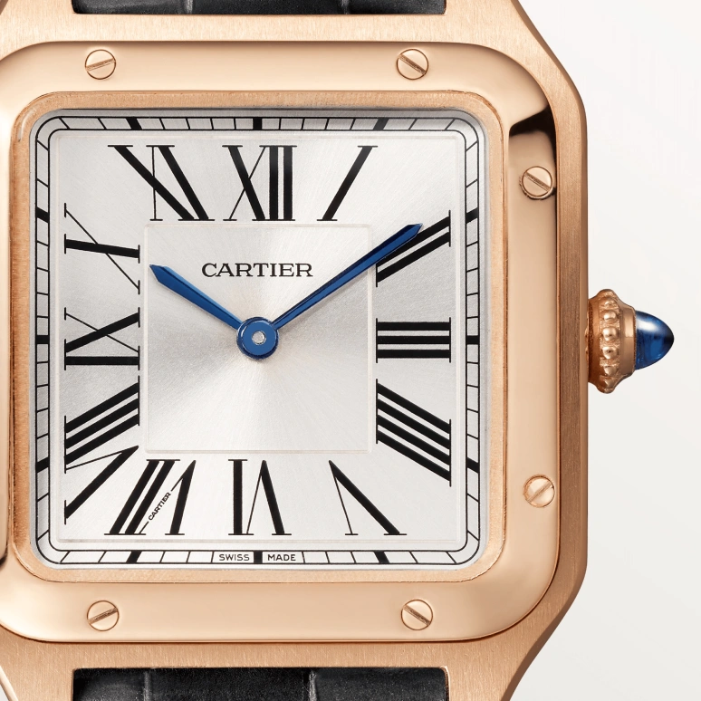 Cartier,Santos de Cartier 38x27.50mm,38x27.50mm,Rose Gold,Silver,Quartz,Sapphire,Crystal Glass,Square,WGSA0022