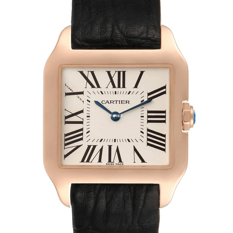 Cartier,Santos de Cartier 38.50x30.30mm,38.50x30.30mm,Rose Gold,Silver,Quartz,In-house Caliber,Sapphire,Crystal Glass,W2009251