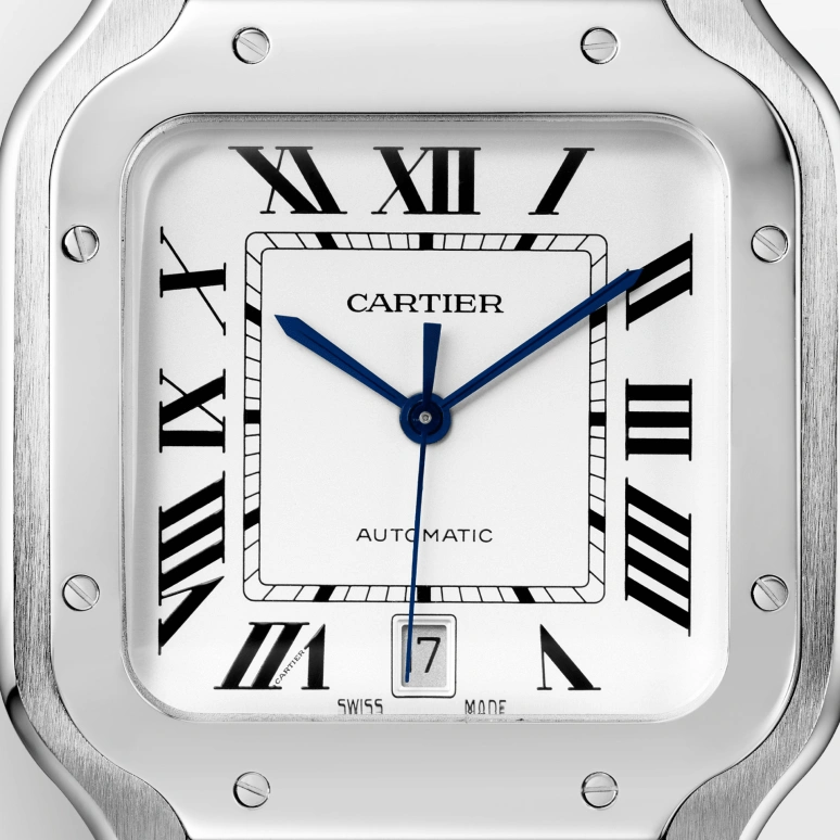 Cartier,Santos de Cartier 39.80x47.50mm,39.80x47.50mm,Stainless Steel,Silver,Automatic,Day,42hours,WSSA0018