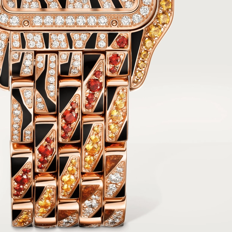 Cartier,Panthère de Cartier 36.50x26.70mm,36.50x26.70mm,Rose Gold,Dual,Rose Gold,Black,Quartz,Sapphire,Crystal Glass,Square,HPI01698