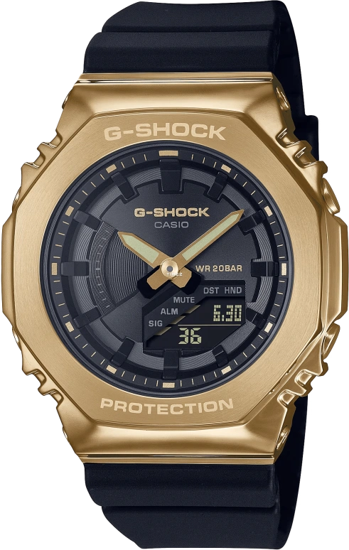 Casio,G-SHOCK 45.90x40.40mm,45.90x40.40mm,Resin,Stainless Steel,Black,Quartz,Countdown,Chronograph,Month,Date,Hardlex,Round,GMS2100GB,GMS2100GB-1A
