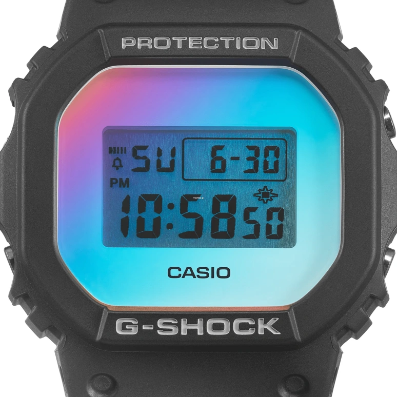 Casio,G-SHOCK 48.90x42.80mm,48.90x42.80mm,Resin,Gradient,Rainbow,Quartz,Countdown,Chronograph,Month,Date,Hardlex,Square,DW5600SR,DW5600SR-1