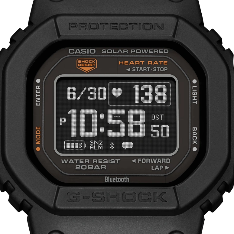 Casio,G-SHOCK 51.10x44.50mm,51.10x44.50mm,Bio-sourced,Black,Quartz,Chronograph,Moonphase,Month,Date,Hardlex,Square,DW,DW-H5600-1